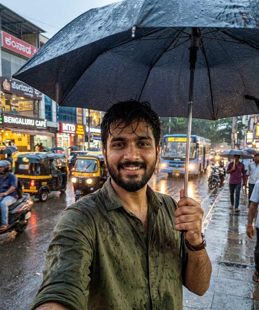 caught in the rain